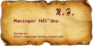Maninger Hódos névjegykártya